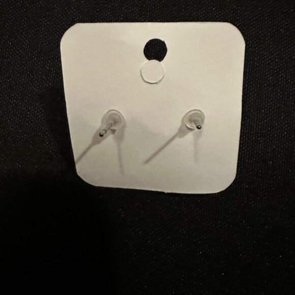 Red 14 mm Two Tone Rhinestone Earrings  Silver Post  Polymer Clay Beads  14MM  R - Picture 2 of 2